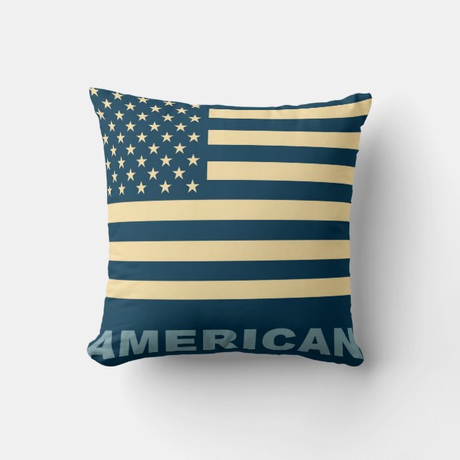 American Flag Vintage 2 Throw Pillow (Front)