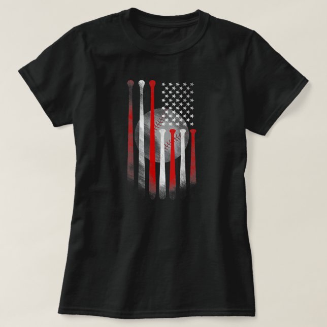 American Flag Vintage Baseball Flag Dad Mom Tee  (Design Front)