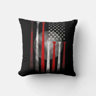American Flag Vintage Baseball Flag Dad Mom Tee Throw Pillow