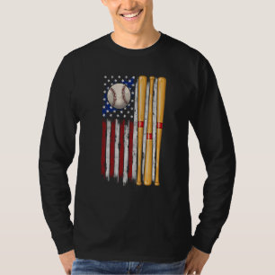 American Flag Vintage Baseball Flag Mom Dad Boys T-Shirt