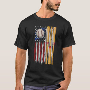 American Flag Vintage  Baseball Flag Mom Dad Boys  T-Shirt