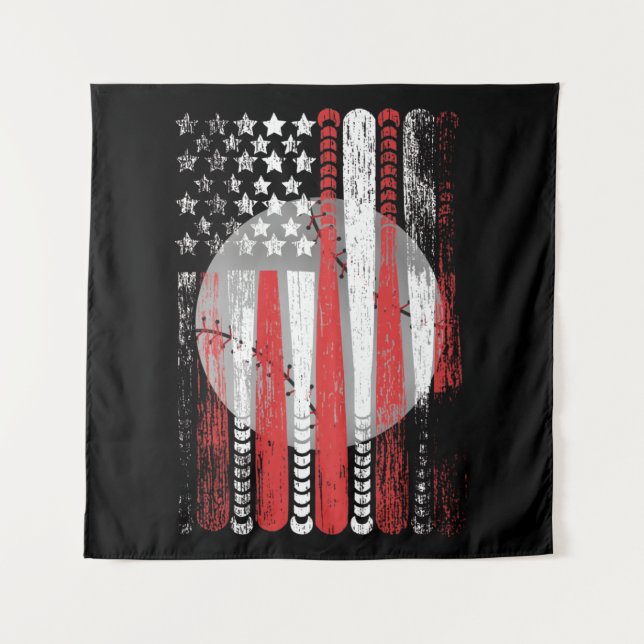 American Flag Vintage Baseball Flag Tapestry (Front)