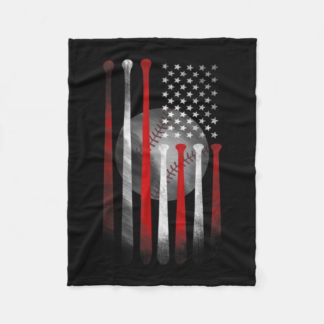 American Flag Vintage Baseball Fleece Blanket (Front)