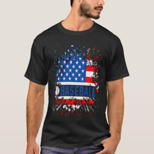 American Flag Vintage Baseball  Patriotic Baseball T-Shirt