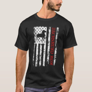 American Flag Vintage Dachshund Mom Wiener Doxie S T-Shirt