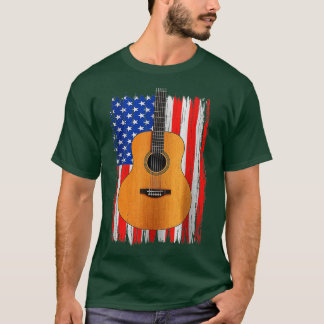 American Flag Vintage Guitar Matching Guitar Lover T-Shirt