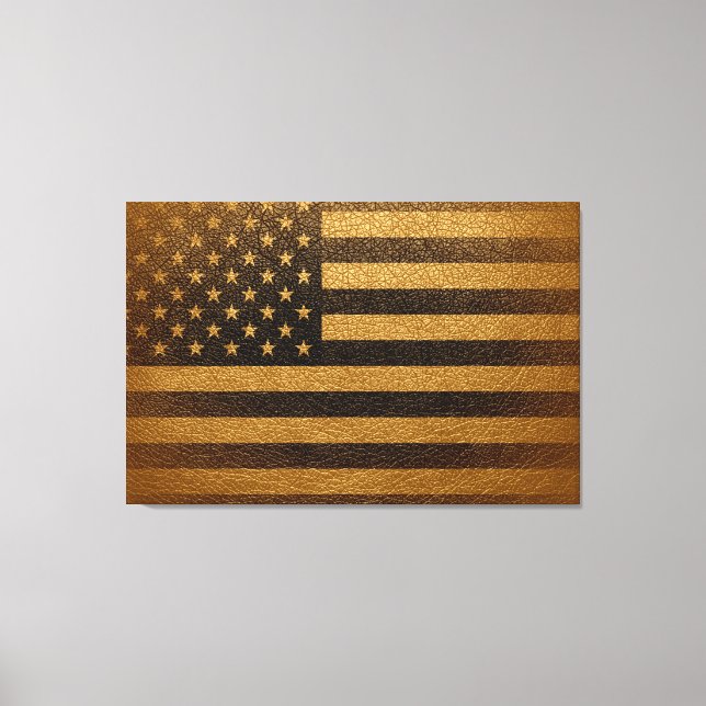 American Flag Vintage Leather #2 Canvas Print (Front)