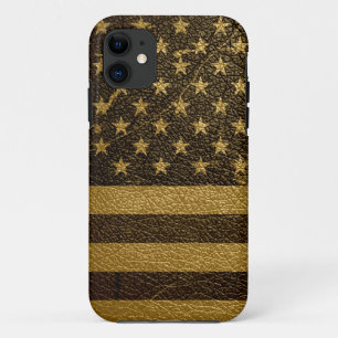 American Flag Vintage Leather #3 iPhone 11 Case