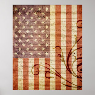 American Flag Vintage Poster