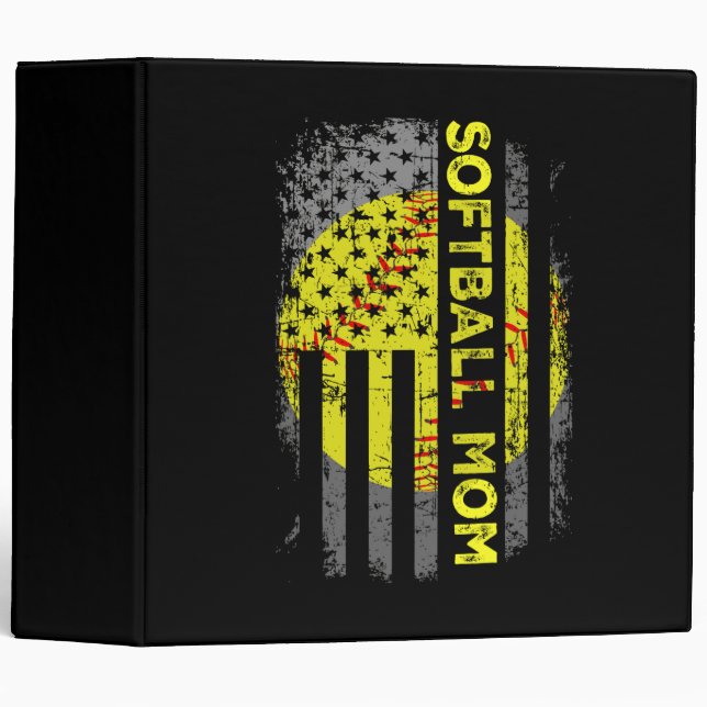 American Flag Vintage Softball Mom Binder (Front/Spine)