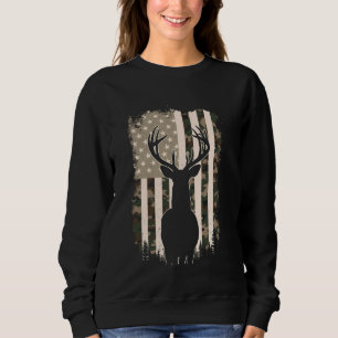 American Flag Vintage Tee Buck Deer Hunting Camouf