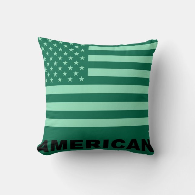 American Flag Vintage Throw Pillow (Front)