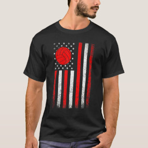 American Flag Vintage Volleyball Flag Dad Mom Funn T-Shirt