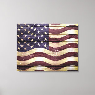 American Flag Vintage Wood Canvas Print