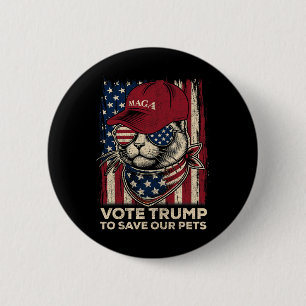 American Flag Vote Trump To Save Our Pets 2024 2 Inch Round Button