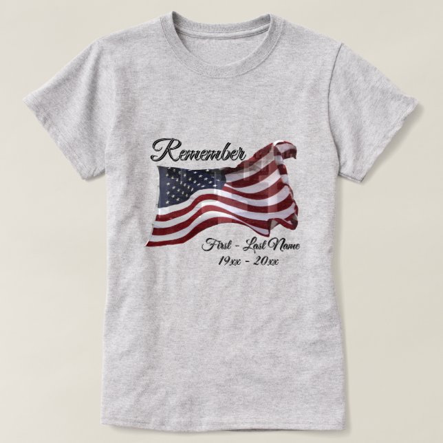 American Flag w/ Crosses - Remember T-Shirt (Design Front)