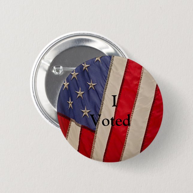 American Flag w/I Voted 2 Inch Round Button (Front & Back)