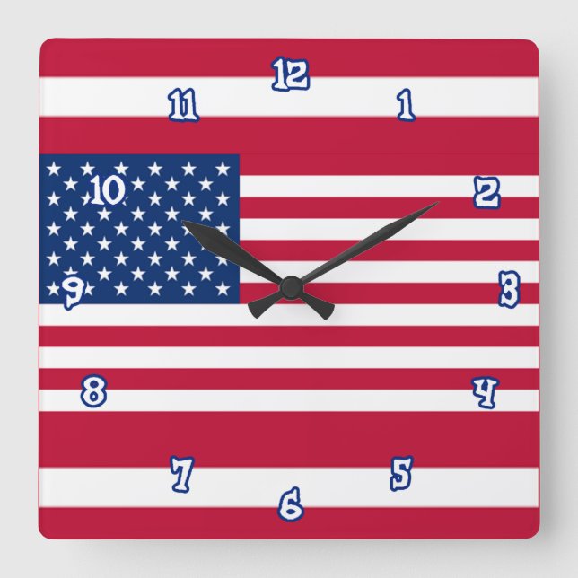American Flag Wall Clock in Three Sizes (Front)