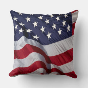 American Flag wall clock Throw Pillow