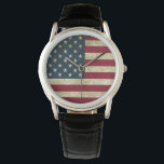 American Flag Watch<br><div class="desc">Style: Men's Crown Protector Black Leather Strap Watch Designed with the modern man in mind, the Crown Protector Watch is constructed with a black leather strap and a striking protective cap. Perfect for a sporty and rugged look, personalize this watch with designs and text for a unique and sturdy timepiece!...</div>