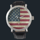 American Flag Watch<br><div class="desc">Style: Men's Vintage Black Leather Strap Watch The Men's Vintage Leather Watch is a big-faced timepiece that will never go out of style. Featuring a three-hand quartz movement and genuine leather strap, this watch’s classic look is great for both formal and fun occasions. Customize the face with your name and...</div>