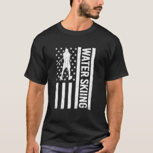 American Flag Water Skiing waterskiing USA men Wat T-Shirt