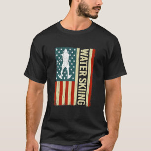 American Flag Water Skiing waterskiing USA men Wat T-Shirt