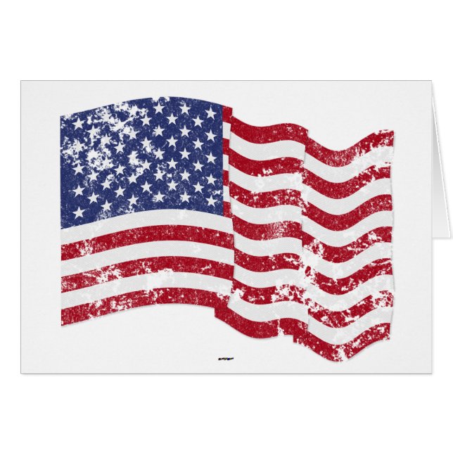 American Flag Waving - Distressed (Front Horizontal)
