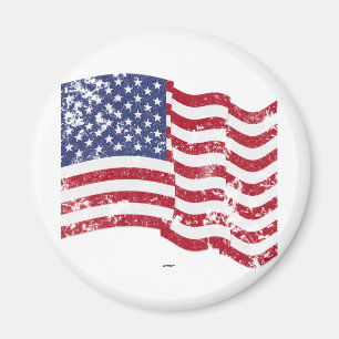 American Flag Waving - Distressed Magnet