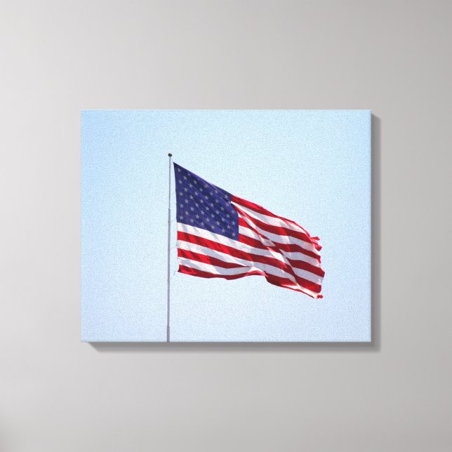 American Flag Waving in the Sky Colour 16x20 Canvas Print (Front)