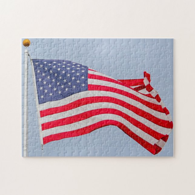 American Flag | Waving in the Wind Jigsaw Puzzle (Horizontal)