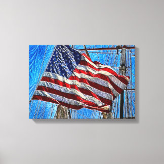 American Flag Waving In Wind Art Canvas Print