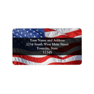 American Flag, Waving in Wind Label