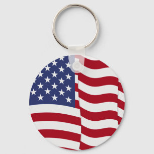 American Flag Waving Keychain