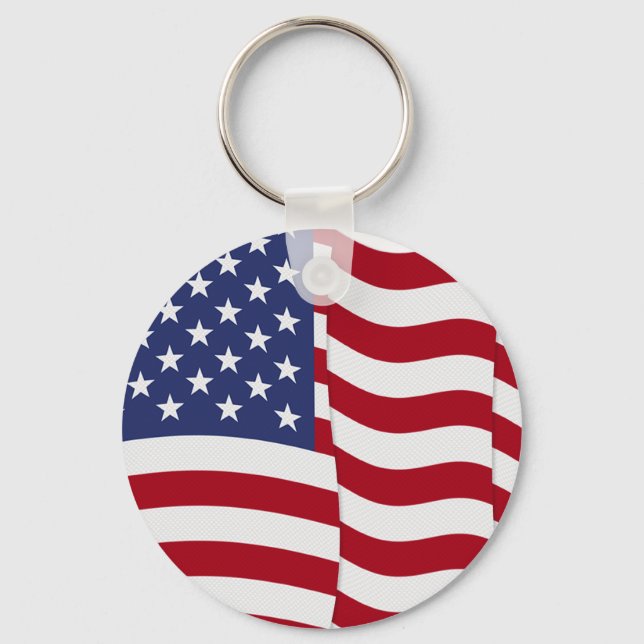 American Flag Waving Keychain (Front)