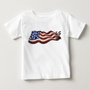 American Flag Waving Toddler Baby T-Shirt