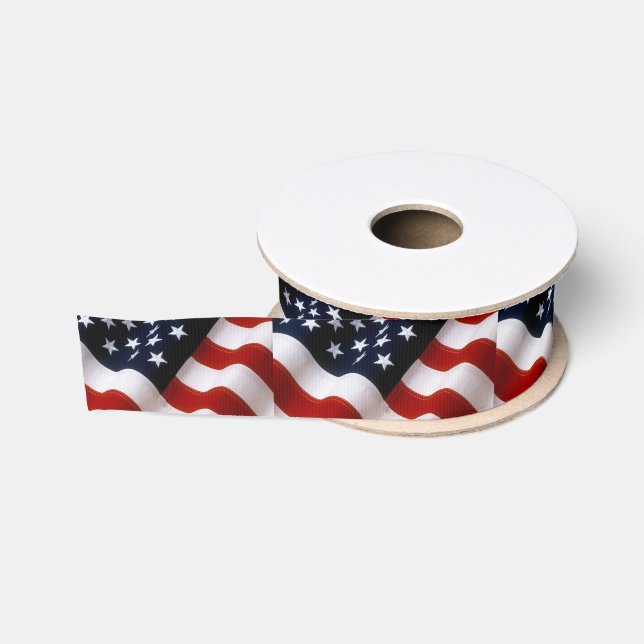 American flag wavy grosgrain ribbon (Spool)
