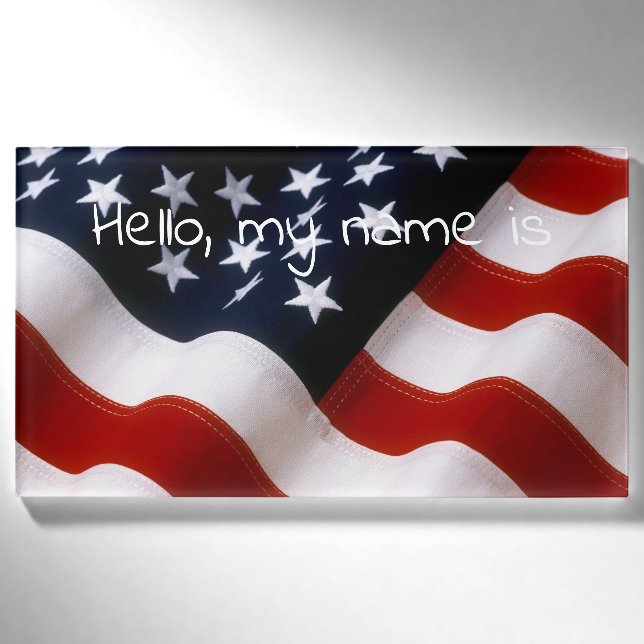 American flag wavy name tag (Front)