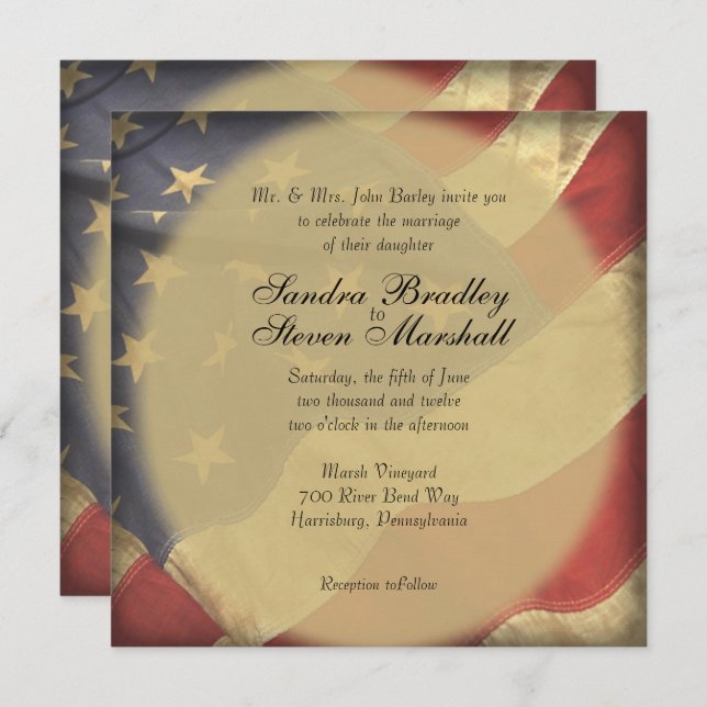 American Flag Wedding Invitations (Front/Back)