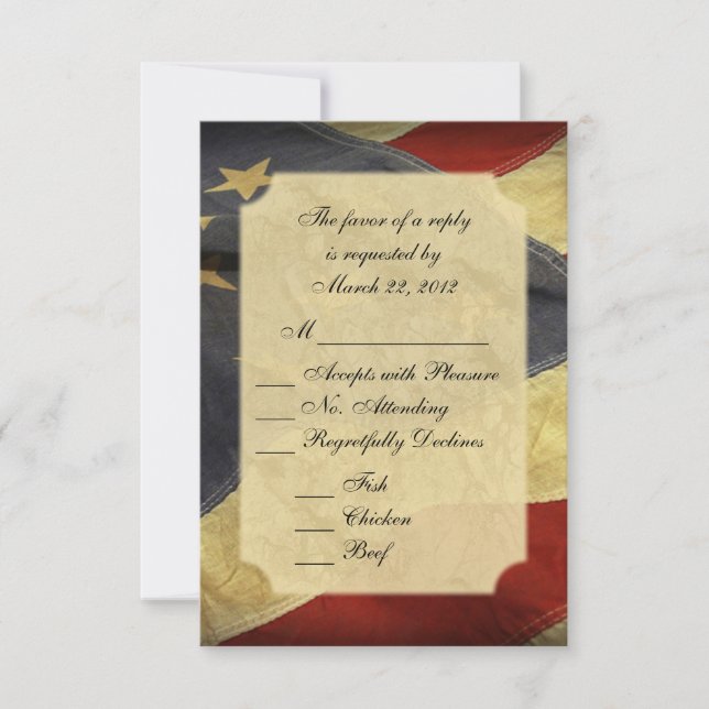 American Flag Wedding RSVP with Menu (Front)