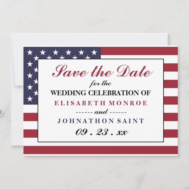 American Flag Wedding  Save The Date (Front)