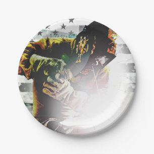 American Flag Welder Paper Plate