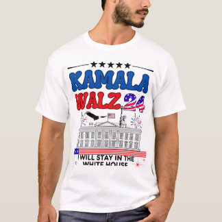 American Flag White House Kamala Walz Quote Lover  T-Shirt