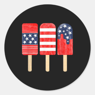 American Flag White Red Blue Popsicle 4th Of July Classic Round Sticker