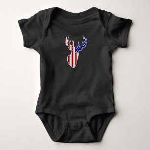 American Flag Whitetail Buck Baby Bodysuit