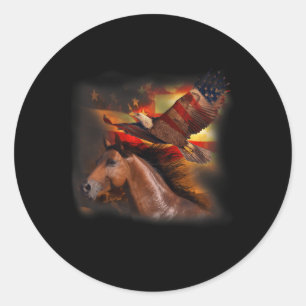 American Flag Wings Eagle Proud Patriotic 4th Of J Classic Round Sticker
