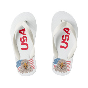 American Flag with An Eagle Flip Flops