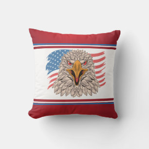 American Flag with an Eagle  Throw Pillow