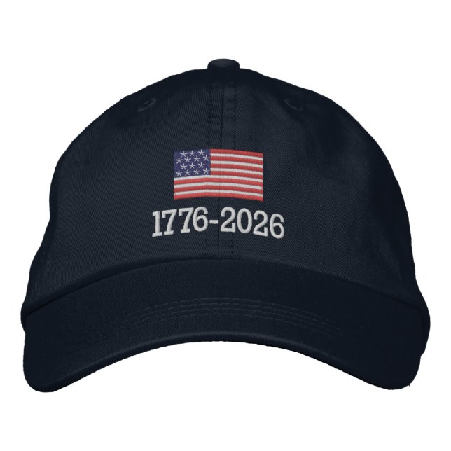 American Flag with Area to Add Text Embroidered Hat (Front)