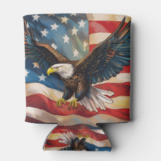 American Flag with Bald Eagle Can Cooler